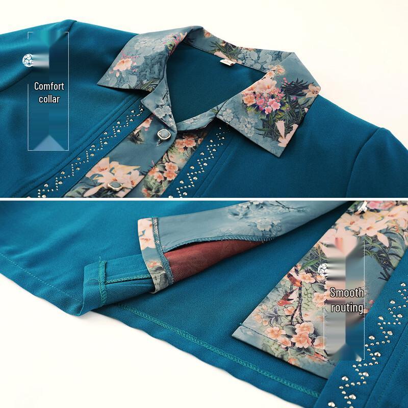 YUZHAOLIN Women's Faux Two-Piece Long Sleeve Blouse