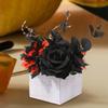 Artificial Bouquet with Wooden Vase Halloween Flower Wooden Box Black Artificial Flowers Bouquet Fake Flower Decoration