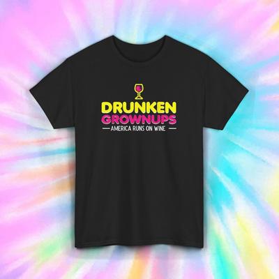 Betrunkene Erwachsene T-Shirt S-5XL Lustig Weinliebhaber Amerika Läuft auf Wein T-Shirt