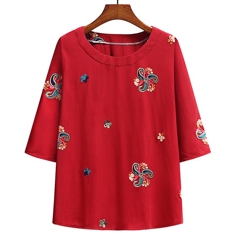 Stylish Summer Seven-Sleeve Top Set for Middle-Aged and Older Women
