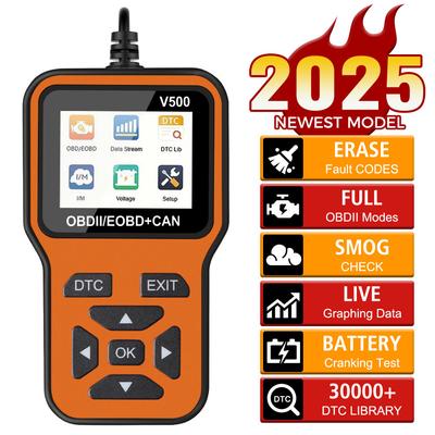 Foutcode Wiscodelezer OBD II Scanner Check Engine Systeem Wis/Verwijder Codes V500 Auto OBD2 Diagnostische Tools Batterijtester Universeel