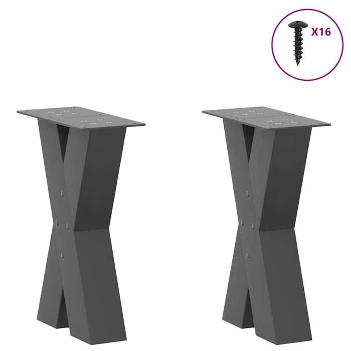 VidaXL Coffee Table Legs In X-Shape, 2 Pieces, Anthracite, 38 X (42-43) Cm, Steel 4012954