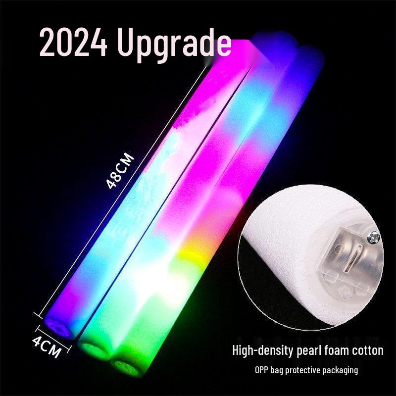 Seven-Color Fluorescent Glow Stick with Foam Glitter for Concerts and Nightclubs