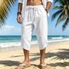 Mens Summer Beach Casual Waffle Knit Loose 3 4 Shorts