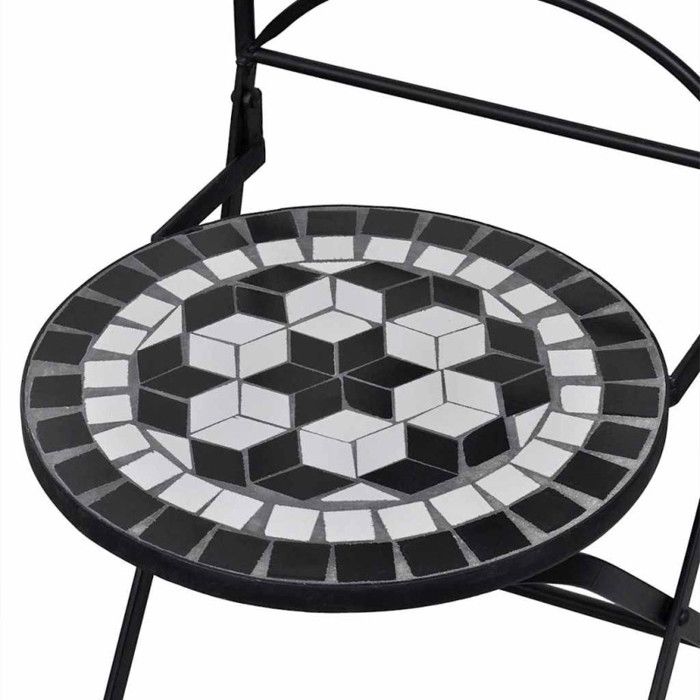 VidaXL 2 chaises mosaïques de bistro noir/blanc Ensemble chaises de jardin 41533