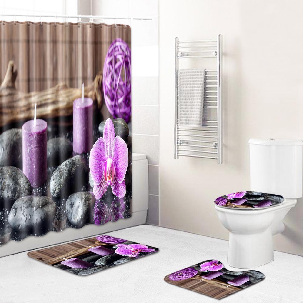 

Plants And Flowers Show Different Indoor Bathroom Floor Mats, Shower Curtains, Combined Floor Mats, Support Shower curtain + 45 * 75