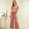 Summer Modal Homewear 2pcs Pajamas Set Short Sleeve Tops and Trousers Solid Color Casual Loose Sleepwear Suit Plus Size