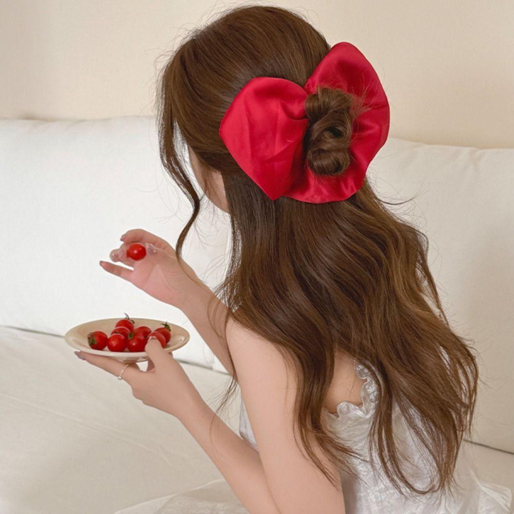 Love Large Satin Hair Scrunchies Heart Shape Ponytail Elastic Rubber Band  Ladies