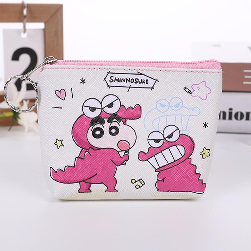 Crayon Shinchan Coin Purse Cute Anime Student Wallet Cartoon Travel Wallet Keychain Key Charger Storage Bag Gift