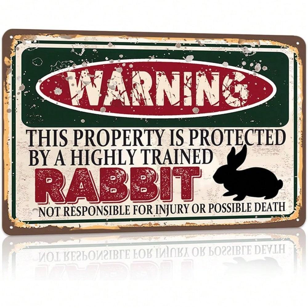 Vintage Rabbit Warning Metal Sign Retro Home Decor Guard Dog Art 20x30cm белый