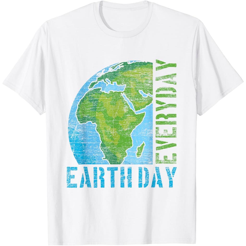 Everyday Earth Day Graphic Tee Distressed Print Casual Short Sleeve T-Shirt for Unisex
