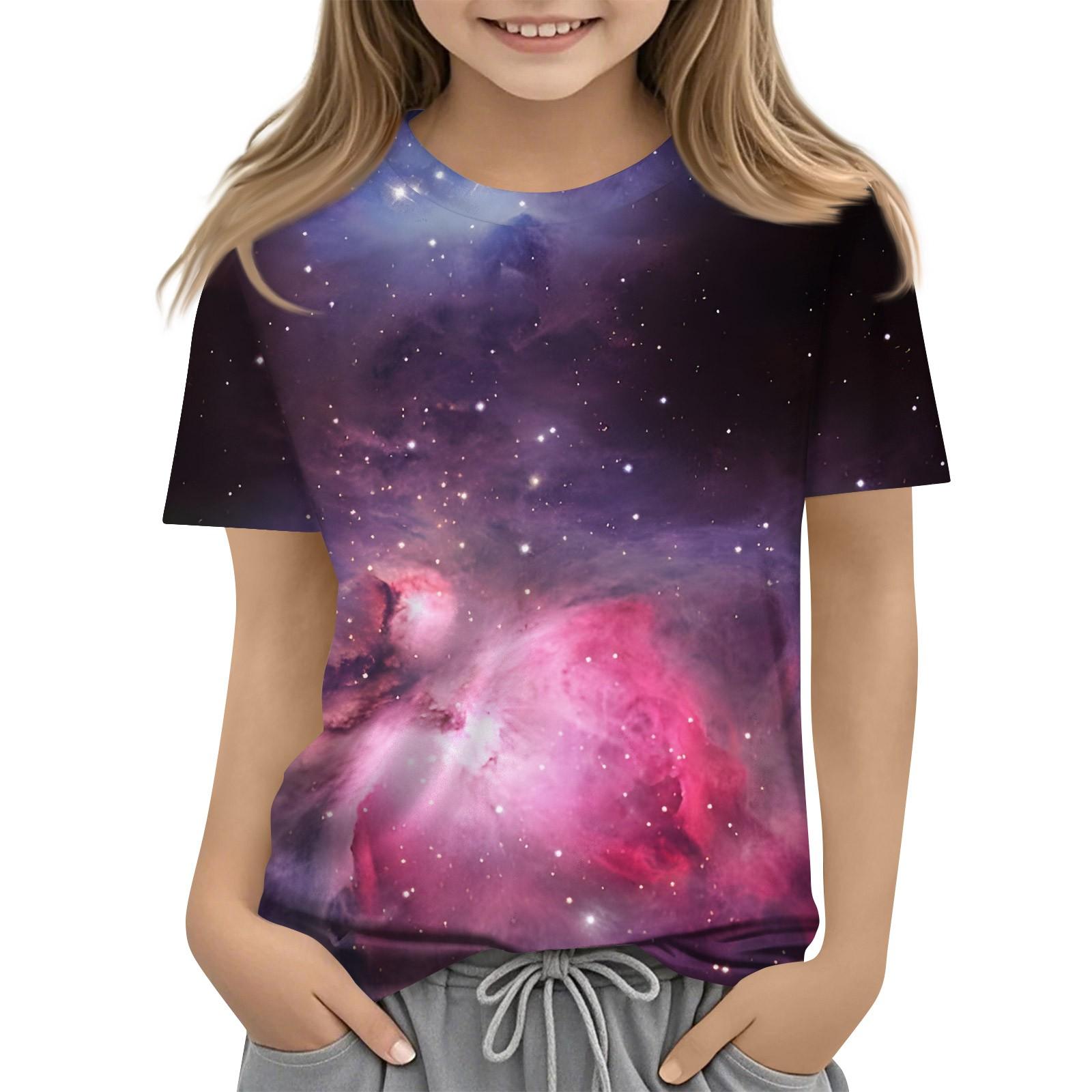 

Футболка для малышей, девочек и мальчиков, симпатичные футболки с принтом звездного неба, детские рубашки 1-15 лет 160 винный