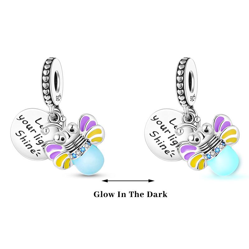 Copper Color Fireflies Bees Stars Turtles Luminous Charms Beads Fit 3Mm Original Bracelets Diy Jewelry Gift