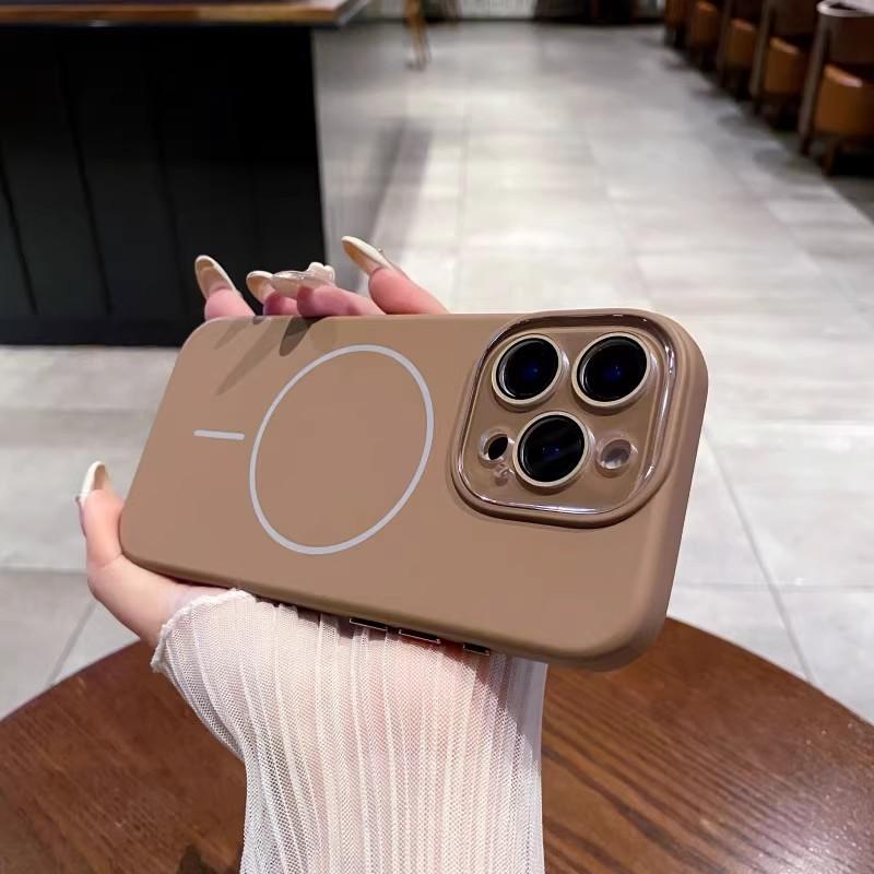 Applicable To IPhone16 Liquid Matte Silicone Thin Circle Magnetic Suction Phone Case Apple 15 Lens Film Full Inclusive Protection Case