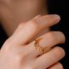 Teamer Moon Phase Ring for Women Couple Stainless Steel Crescent Moon Geometric Wide Finger Ring Aesthetic Amulet Jewelry Gifts