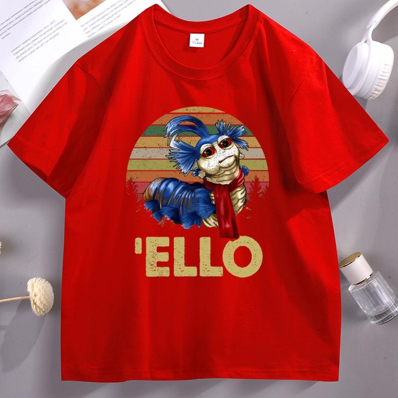 Funny Ello Worm Labyrinth Vintage T-Shirt Men Women Vintage Graphic T Shirt Casual Short Sleeve Round Neck Printed Tshirt Tops