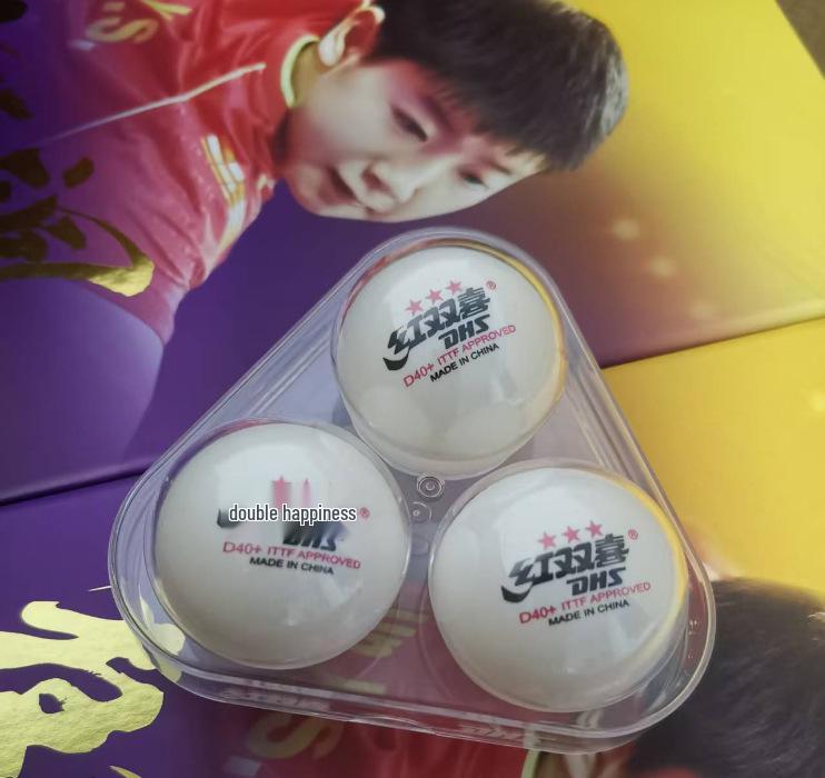 Double Happiness Three-Star 40+mm Yellow/White Table Tennis Ball WTT Tokyo Edition
