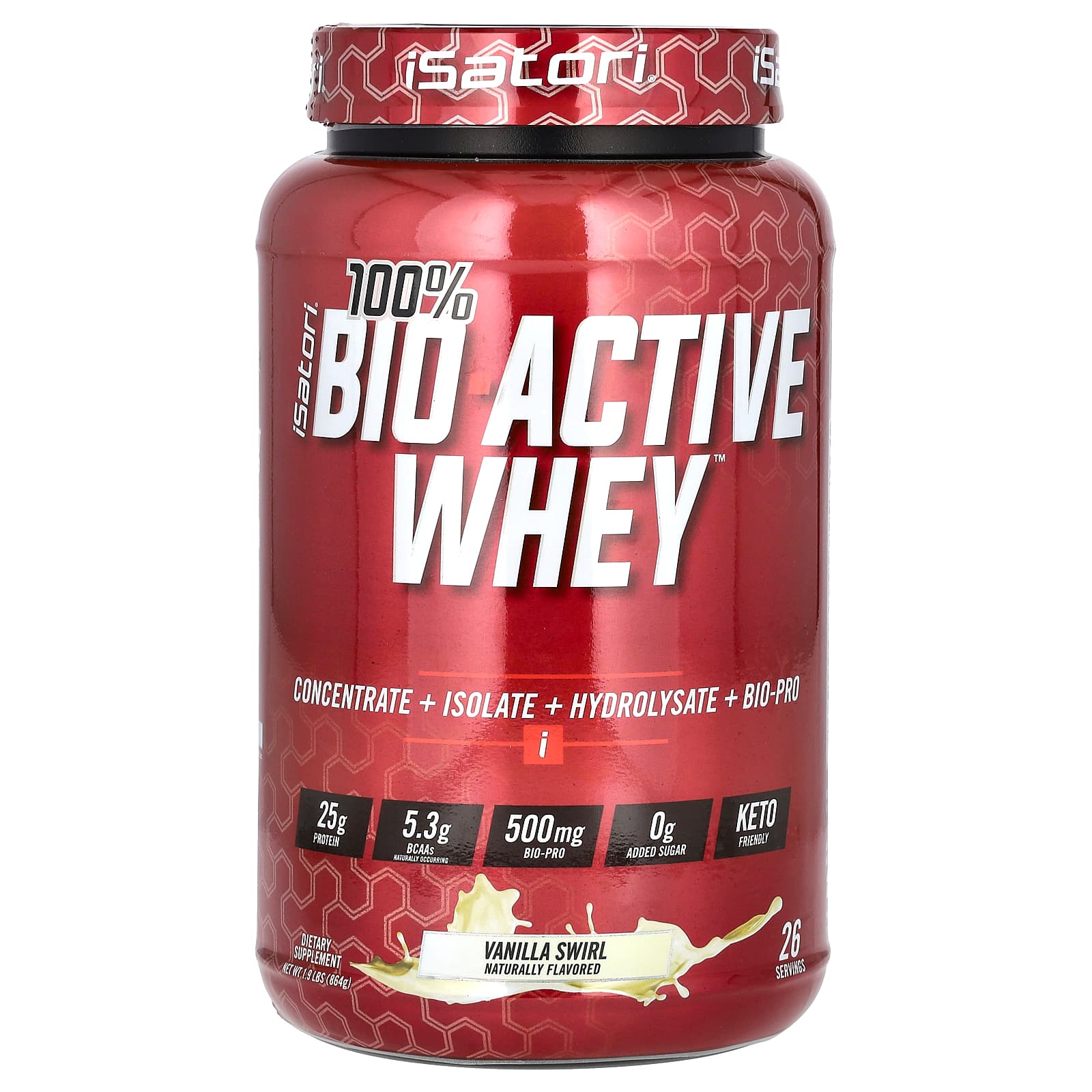 

Isatori, 100% Bio-Active Whey, Vanilla Swirl, 1.9 lb (864 g)