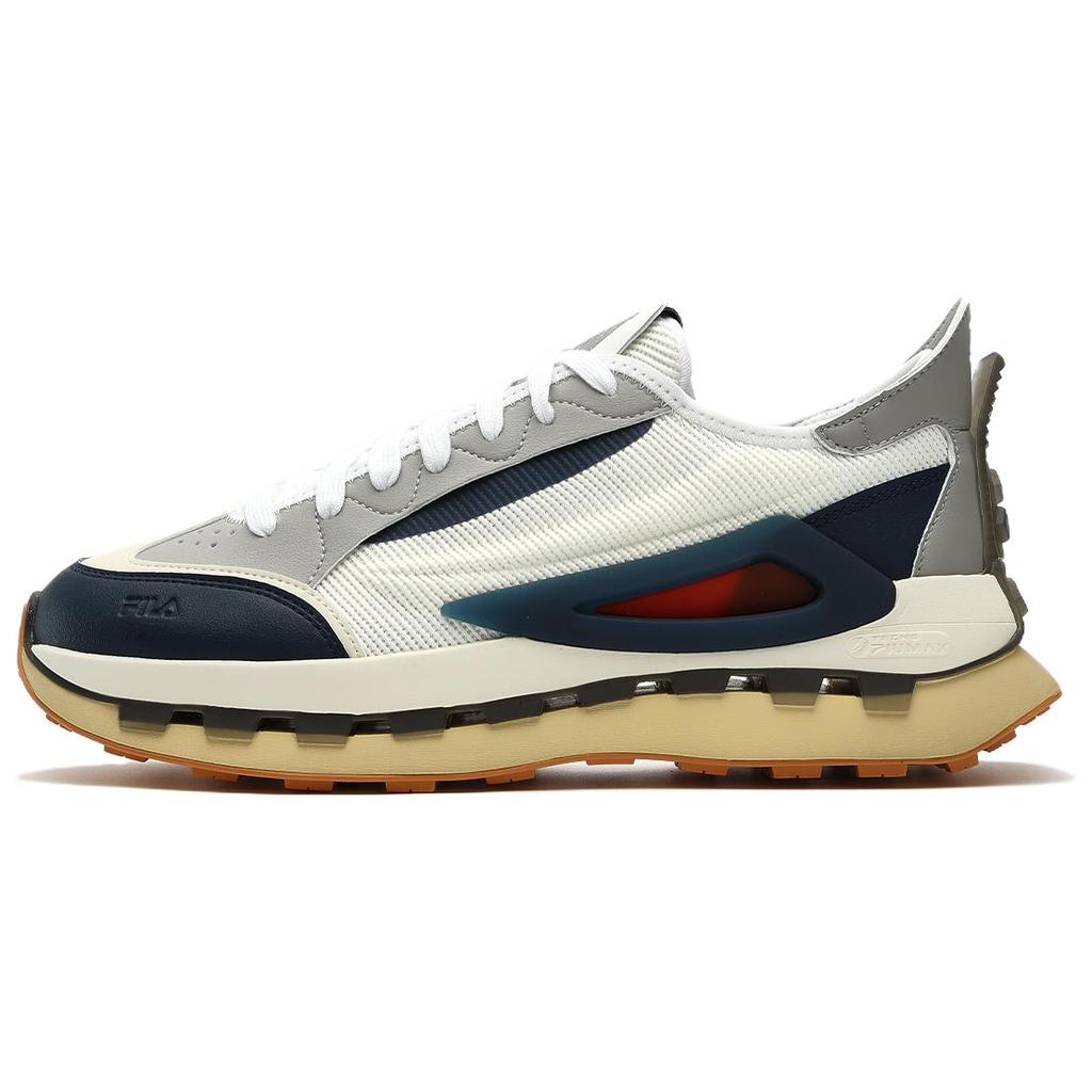 Fila KM Fabric Synthetic Leather Nubuck Nylon Casual Versatile Low-Top Lifestyle Shoes Men Sneaker Antique-White F12M333103FMA