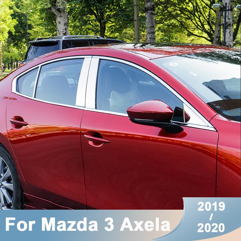 For Mazda 3 Axela   Stainless Steel Car Window Pillar Post Cover Strip Trim Sticker Accessories Car Styling
