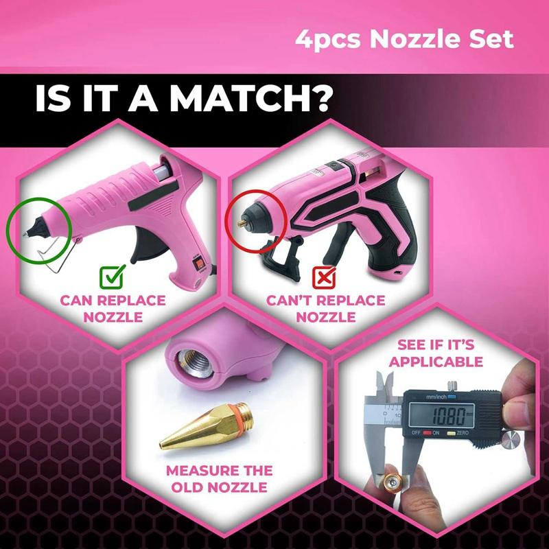 Power Fine Tip Glue Guncopper Nozzles Set For Hot Glue Guns - 4 Pack Copper Nozzles Kit Full Size Dual Temp Hot Melt Glue Guns