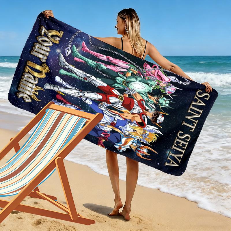 Name Custom Saint seiya Print Beach Towel, Large Soft Quick Dry Towel for Beach Camping Swimming