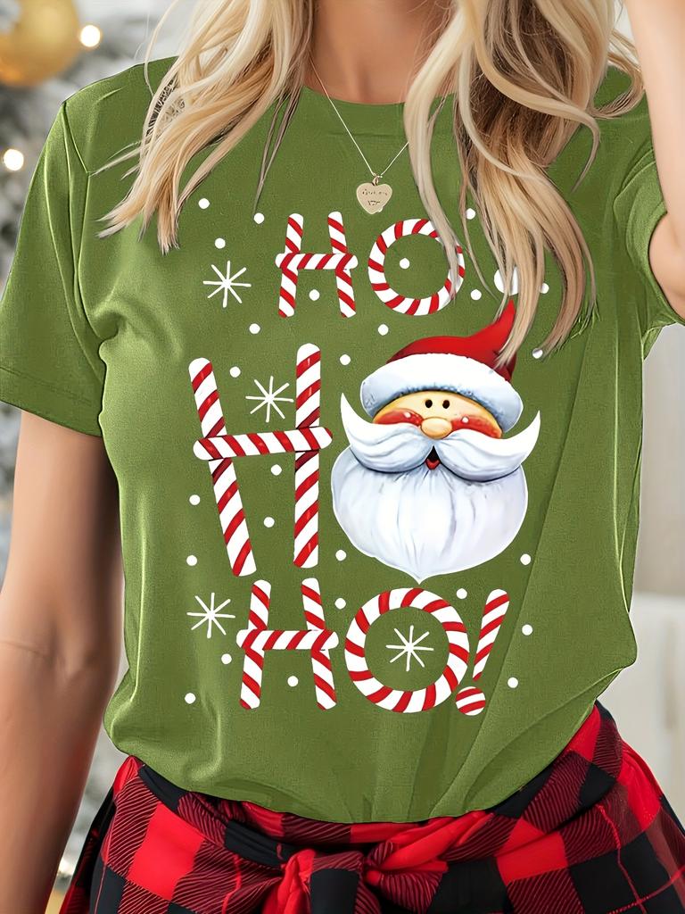 Unisexs Christmas Tshirt Holiday Top Tee Round Neck 100 Cotton Shirt Festive Wear Cheerful Print Short Sleeve T Shirt