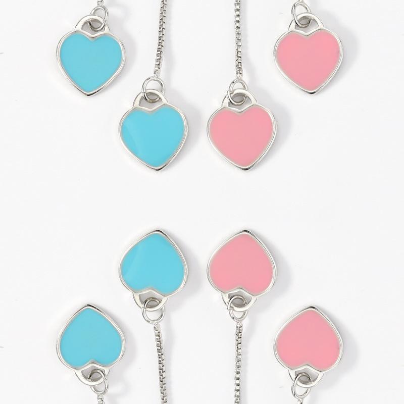 Cercei Lungi Pink Love pentru Femei, Personalizați cu Inimă Piersică