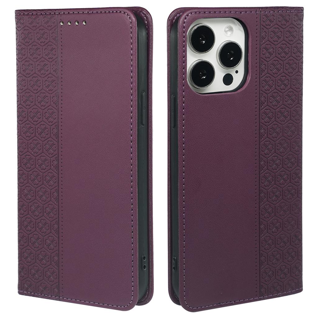 For iPhone 13 Pro Max Wallet Case Four-Leaf Clover Leather Phone Cover