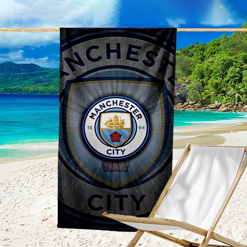 Serviette de Plage Imprimée City Football Club, Microfibre Super Douce, Cadeau Parfait Anniversaire, pour Piscine, Plage, Voyage, pour la famille et les amis