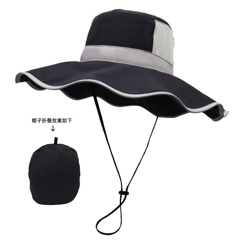 Hat women's summer sun protection visor sun hat outdoors cycling big eaves hat bucket hat neck protector folding hat