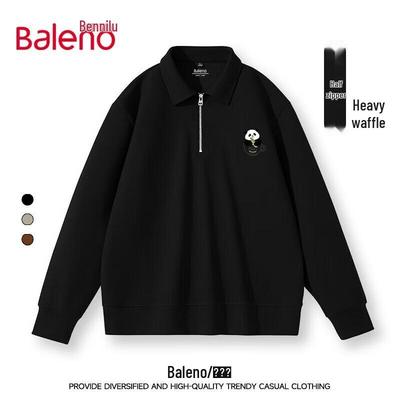 Baleno Men's Waffle Knit Heavyweight Half-Zip Stand-Collar Sweatshirt