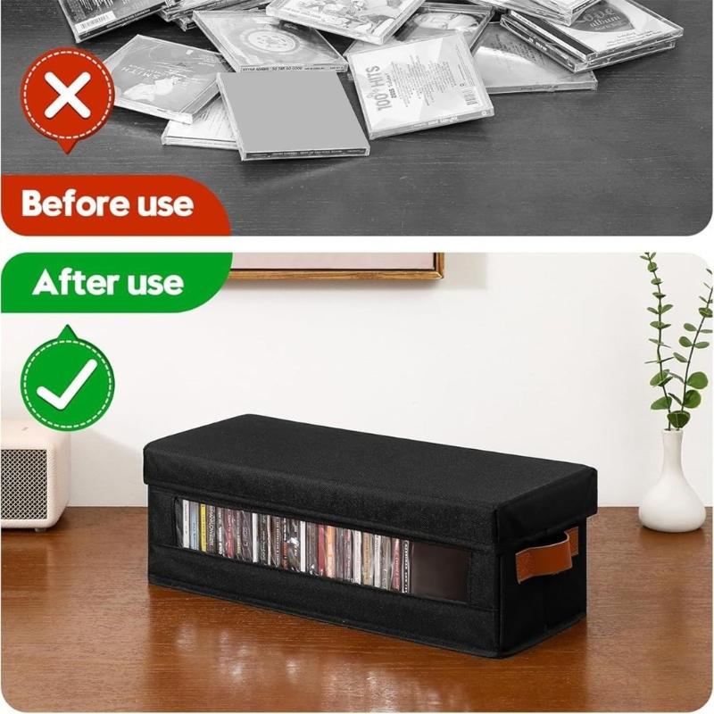 Style CDs Storage Box Featuring Transparents Window And Protective Sleeve Holder For Organization