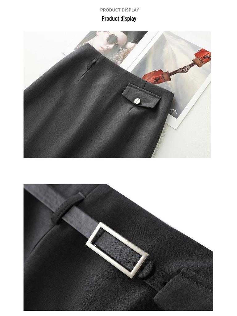 Jupe Midi A-line Taille Haute Gris Printemps 2026: Amincissant, Confortable, Magnifique, Long, et Moulant les hanches.