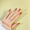 2026 Hot Style Handmade Wine Red Long Oval Press-On Nails with Rhinestones for Festival Celebrations