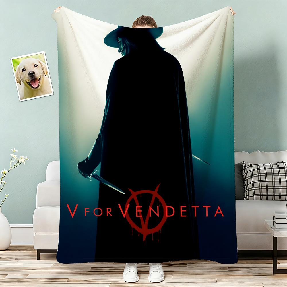 Classic Hackers Movie V For Vendetta Throw Lightweight 240g Flannel Blanket Soft Skin-friendly for Summer Cooling