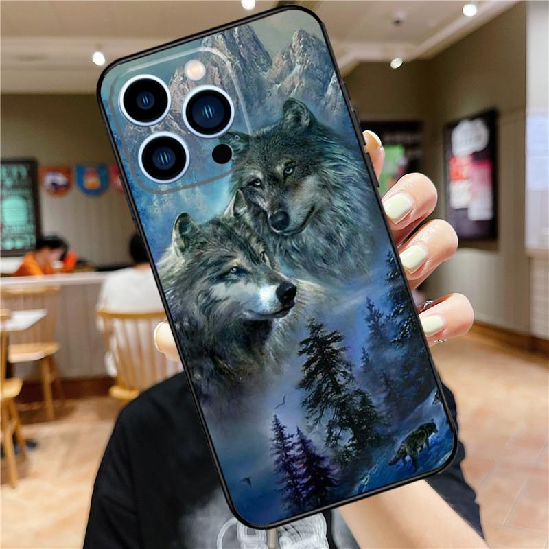 Animal Wolf Galaxy Soft Case For iPhone 16 15 Pro Max 14 Plus 13 12 Mini 11 XS Max X XR 7 8 Back Cover