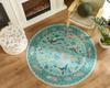 Teal Ocean Life Round Rug Vibrant Sea Creatures Jellyfish Dolphin Turtle and Coral