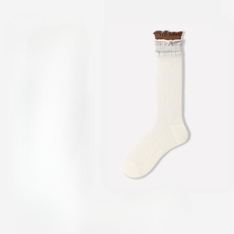 Female Autumn Pure Cotton Boneless Anti Pilling Anti Bacteria Anti Deodorant Moon Seed Tube Pile Socks