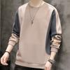 Men's Color Block Sweatshirt Contrast Panel Pullover Loose Fit Casual Top With Patches Streetwear