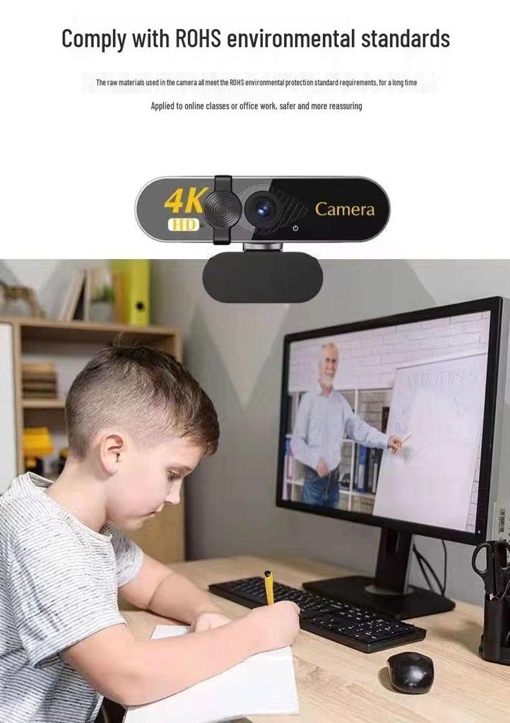 4K USB Desktop Camera & Microphone for Streaming, Online Classes & Meetings