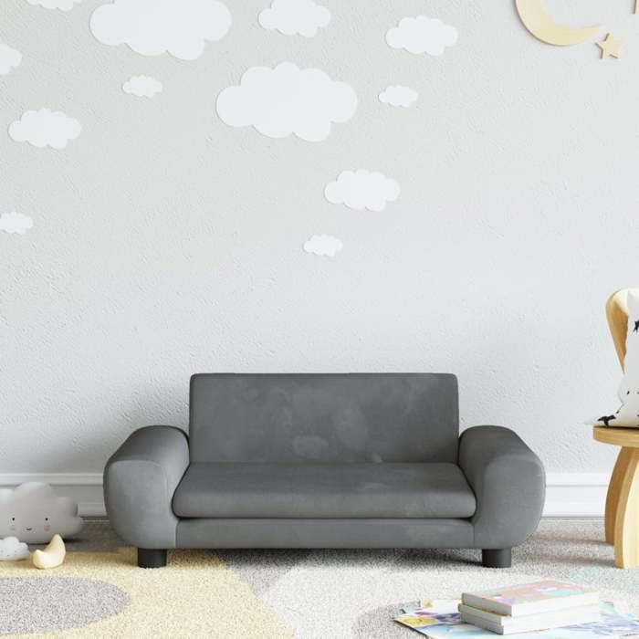 VidaXL Children's Sofa Dark Grey 70x45x33 Cm Velvet, Mini Sofa, Mini Sofa Chair, Mini Sofa for Children, Sofa 3196388
