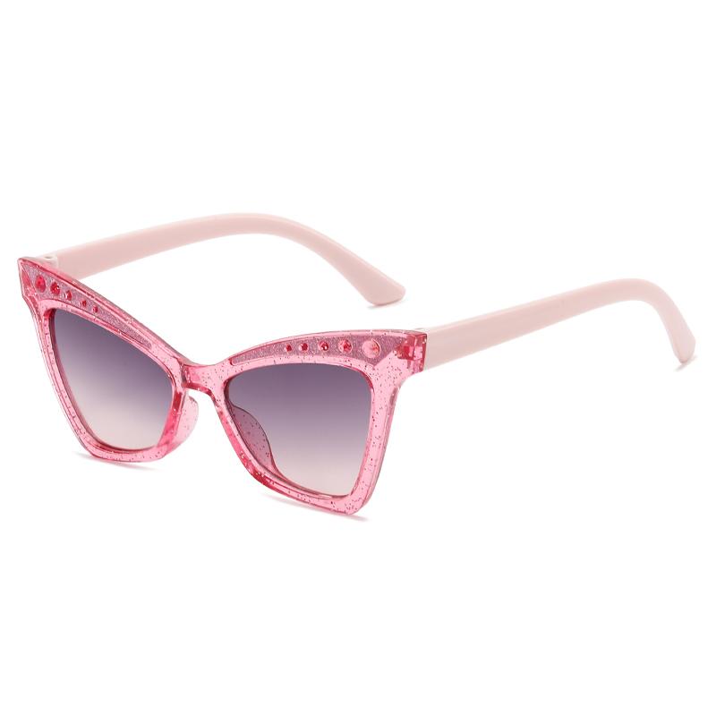 Fashion Cat Eye Sunglasses Boys Girls Sparkle Ornament Anti Uv Gradient Lens Holiday Outdoor Children Eyewear