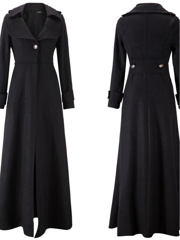 Cappotto da donna in lana con revers extra-lungo: Trench monocolore Autunno/Inverno.