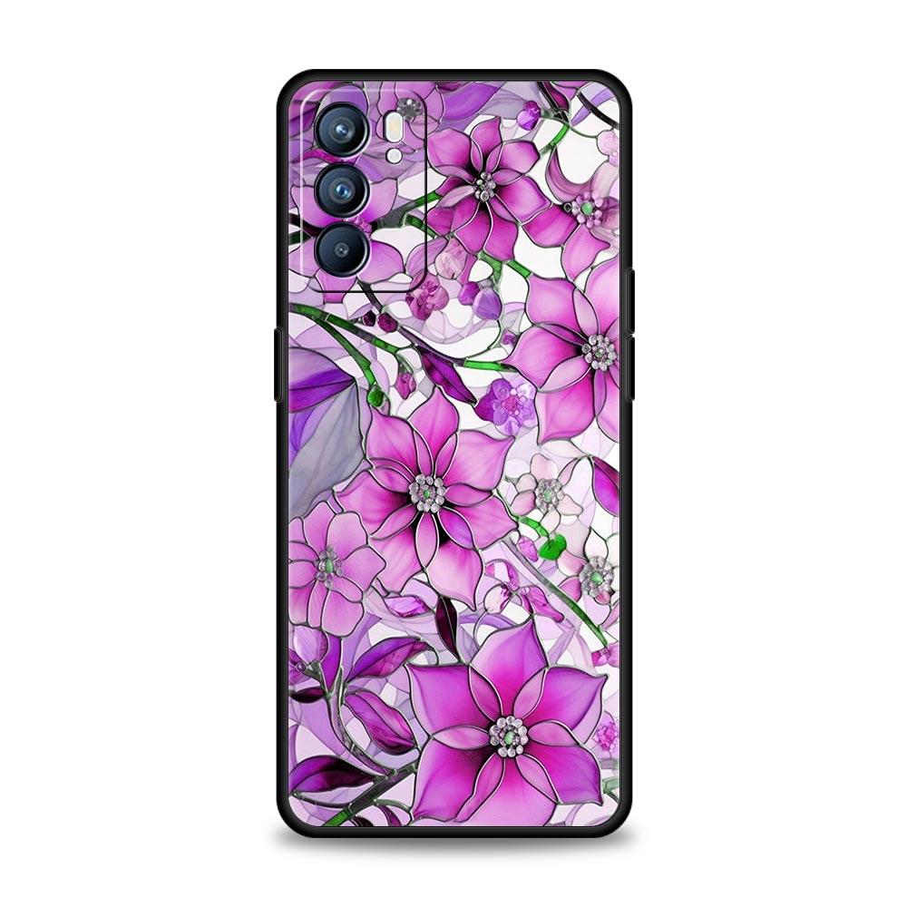 Phone Case For Oppo Reno13 Reno12 Reno11 F Reno10 Pro A54 A53 A95 A76 A74 A57 A98 A80 A79 5G A78 4G Cover Flower Marble Geometry