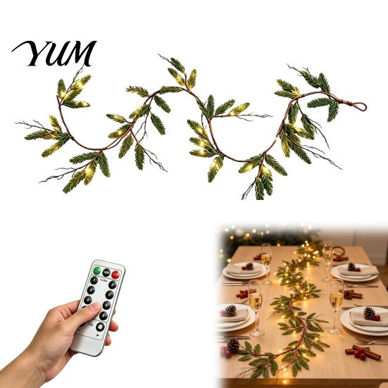 Christmas Gift for Home Artificial Pine Garland, Real Touch Norfolk Faux Greenery Winter Wall Hanging Ivy Vine Cypress Garland Mantel Fireplace Table