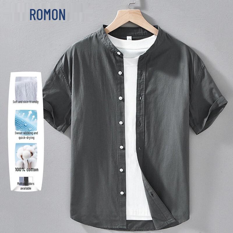 

Мужская повседневная хлопковая рубашка с коротким рукавом ROMON M