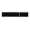 Modern TV Cabinet with Variable Length (140-260 cm), Rotating Function, White Marble Look, Black High-Gloss Matte Finish and Gold Ornaments