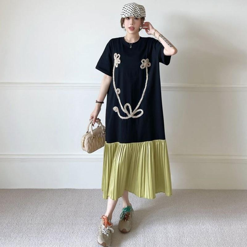 Short Sleeve Plus Size Cotton Vintage Floral Embroidery New In Dresses for Women Casual Loose Long Summer Dress