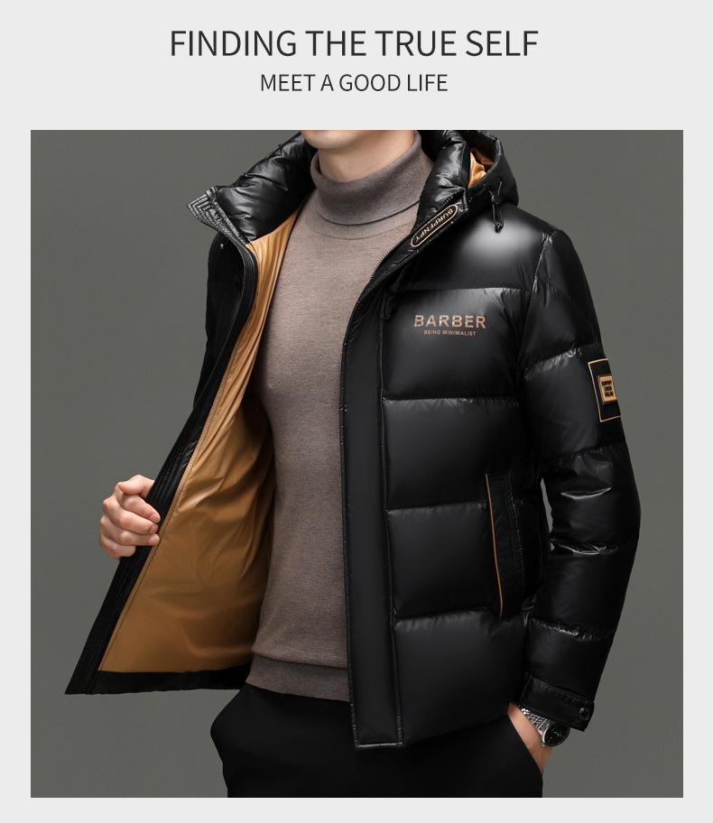 Men's Lightweight Trendy White Duck Down Hooded Jacket - Warm, Fashionable, and Detachable for Autumn and Winter Casual Wear